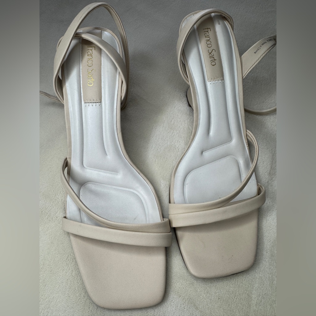 Franco Sarto Cream Wedges With Strappy Design